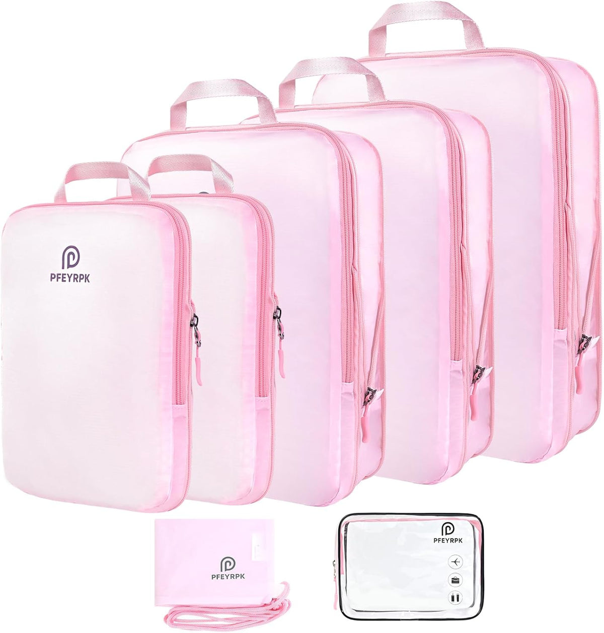 Lightweight Compression Packing Cubes for Suitcases, Compressible Expandable Travel Packing Organizer with Clear Toiletries and Backpack Bag, Travel Essentials for Carry on Luggage