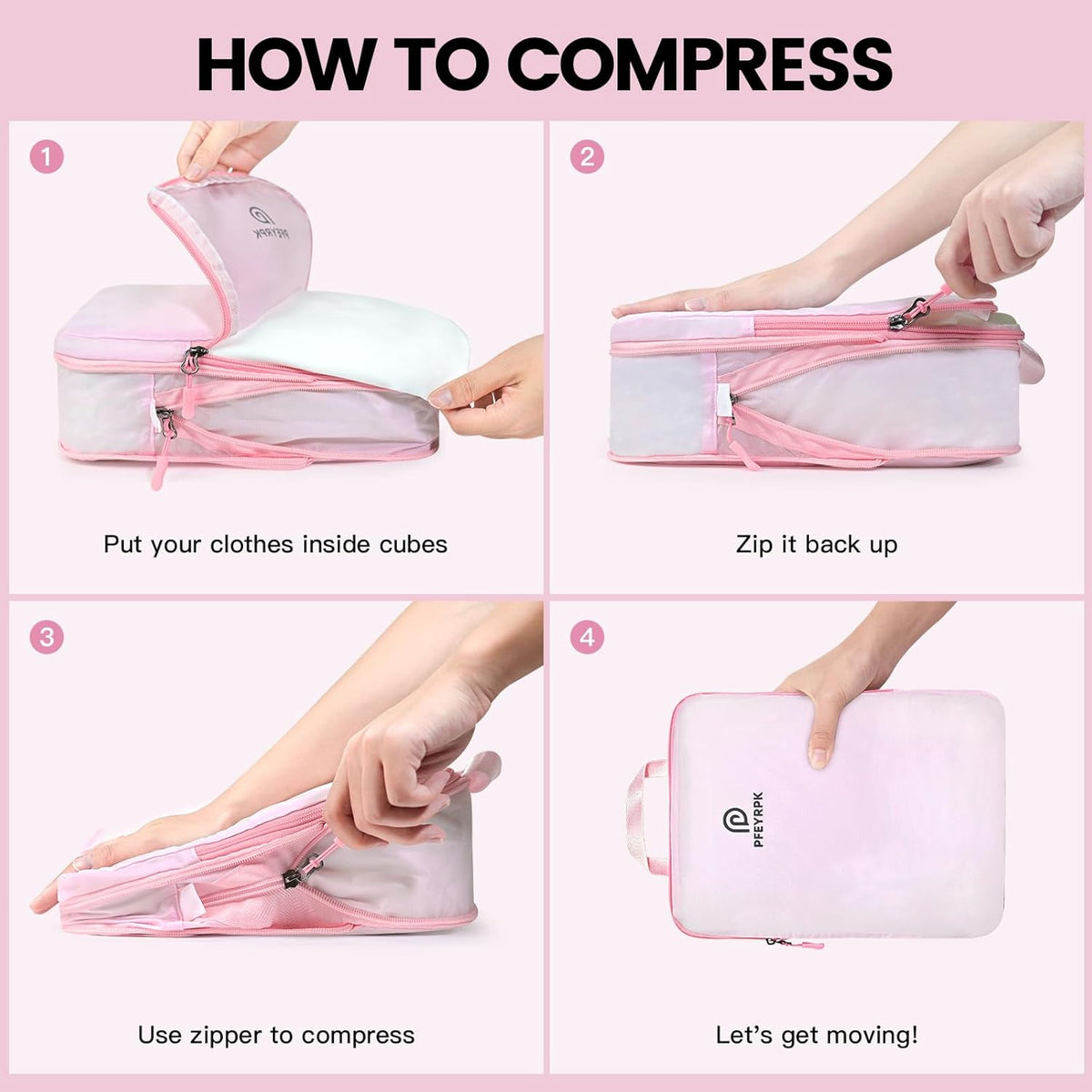 Lightweight Compression Packing Cubes for Suitcases, Compressible Expandable Travel Packing Organizer with Clear Toiletries and Backpack Bag, Travel Essentials for Carry on Luggage