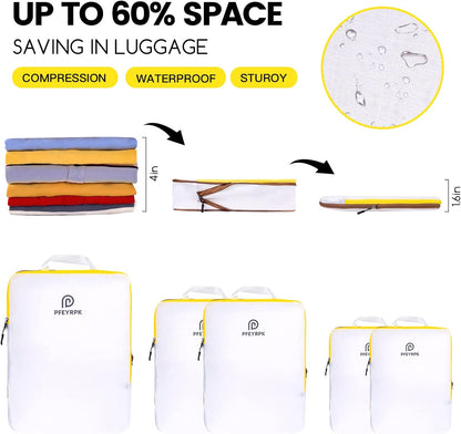 Lightweight Compression Packing Cubes for Suitcases, Compressible Expandable Travel Packing Organizer with Clear Toiletries and Backpack Bag, Travel Essentials for Carry on Luggage