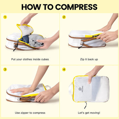 Lightweight Compression Packing Cubes for Suitcases, Compressible Expandable Travel Packing Organizer with Clear Toiletries and Backpack Bag, Travel Essentials for Carry on Luggage