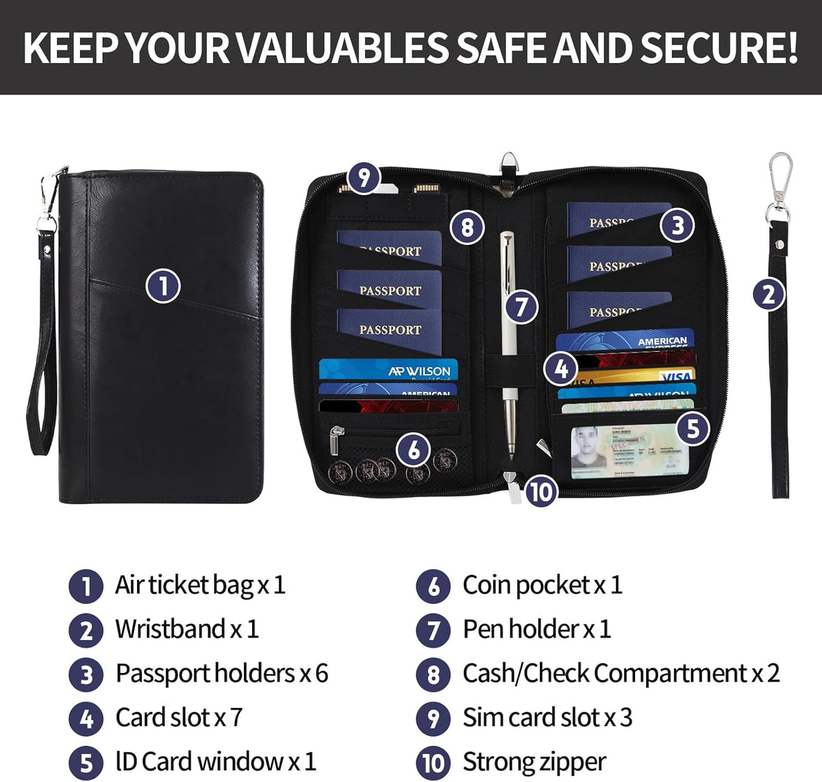Leather Passport Holder Family, RFID Blocking Passport Wallet, Travel Essentials Premium Wallets