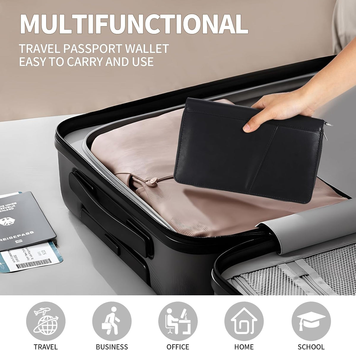 Leather Passport Holder Family, RFID Blocking Passport Wallet, Travel Essentials Premium Wallets