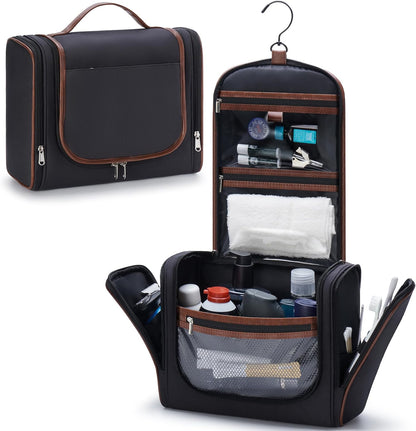 Men’s Hanging Toiletry Bag, Large Capacity Toiletry Organizer | Water-Resistant Toiletry Bag With 360° Hook, Multiple Compartments For Grooming & Shaving, Ideal For Travel & Business, Black