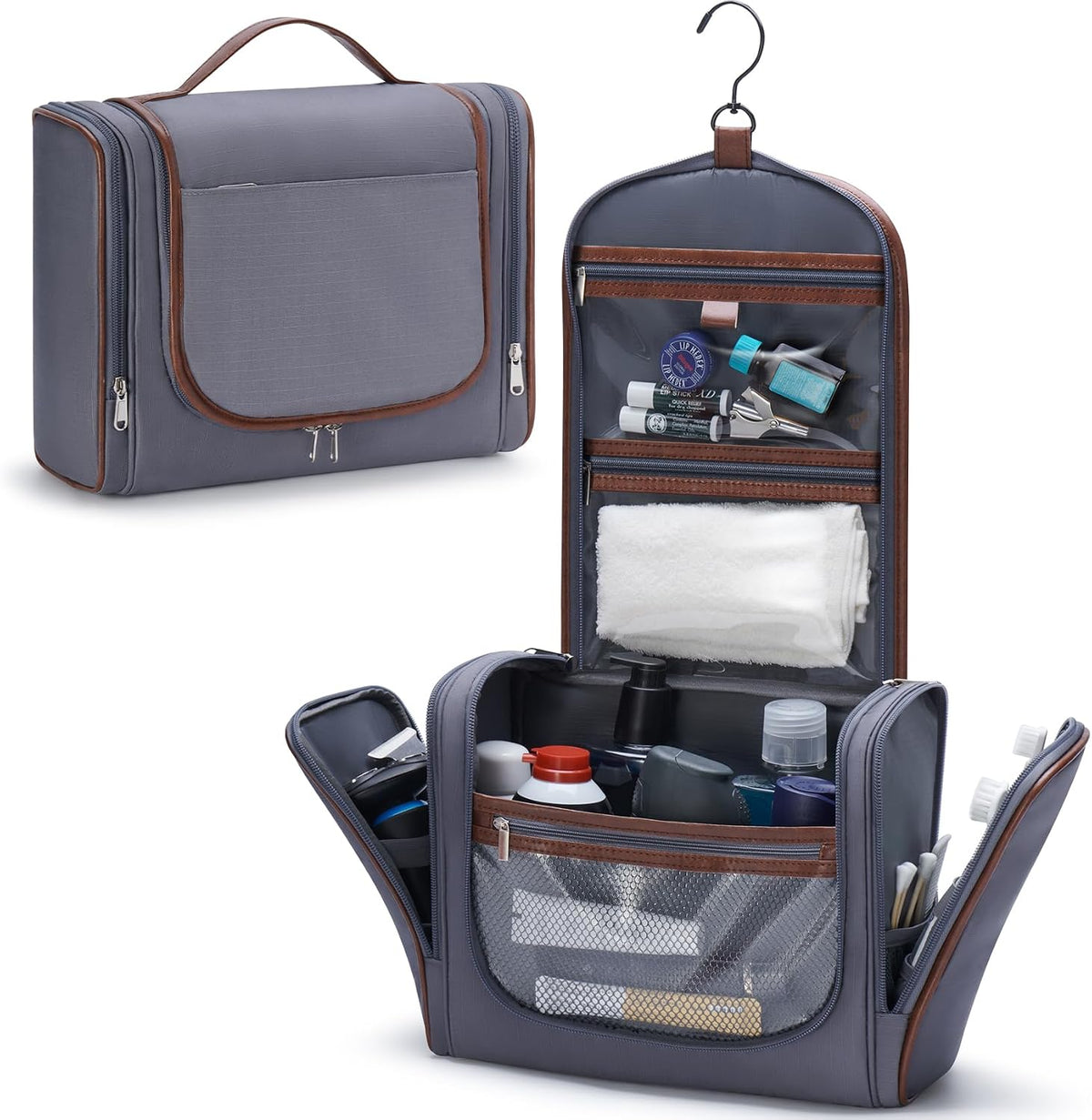 Men’s Hanging Toiletry Bag, Large Capacity Toiletry Organizer | Water-Resistant Toiletry Bag With 360° Hook, Multiple Compartments For Grooming & Shaving, Ideal For Travel & Business, Black