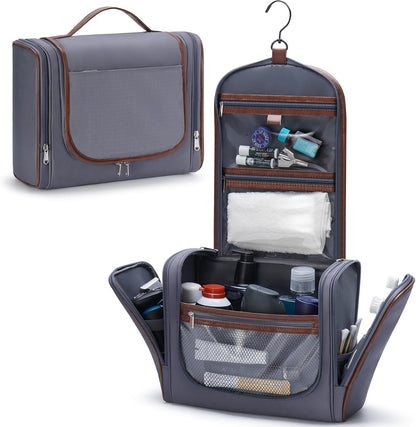 Men’s Hanging Toiletry Bag, Large Capacity Toiletry Organizer | Water-Resistant Toiletry Bag With 360° Hook, Multiple Compartments For Grooming & Shaving, Ideal For Travel & Business, Black