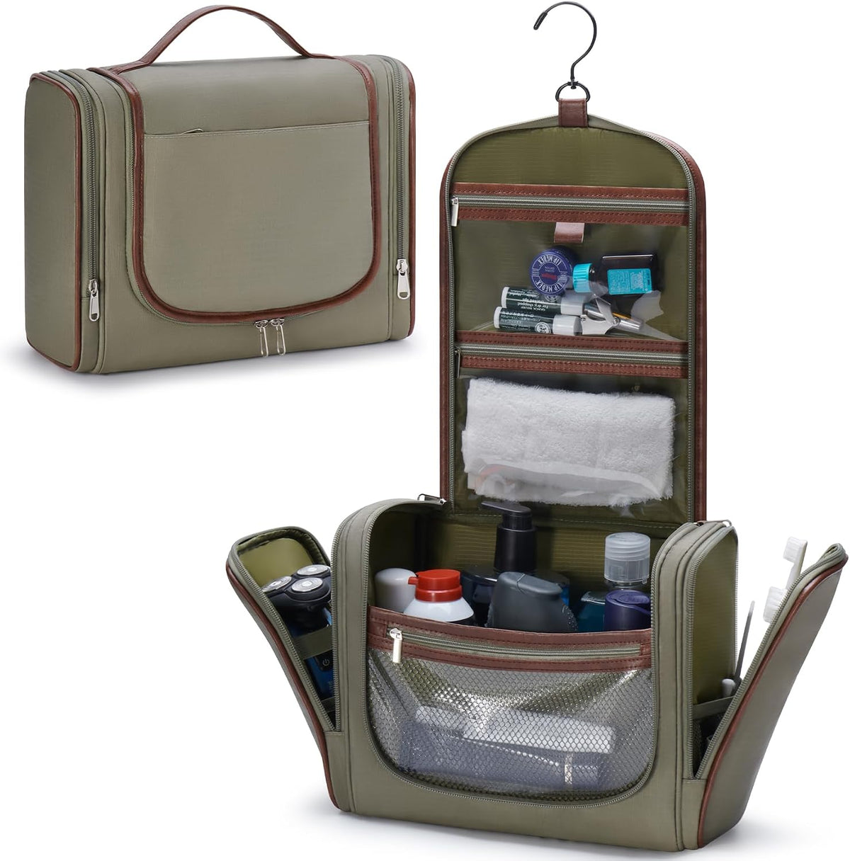 Men’s Hanging Toiletry Bag, Large Capacity Toiletry Organizer | Water-Resistant Toiletry Bag With 360° Hook, Multiple Compartments For Grooming & Shaving, Ideal For Travel & Business, Black