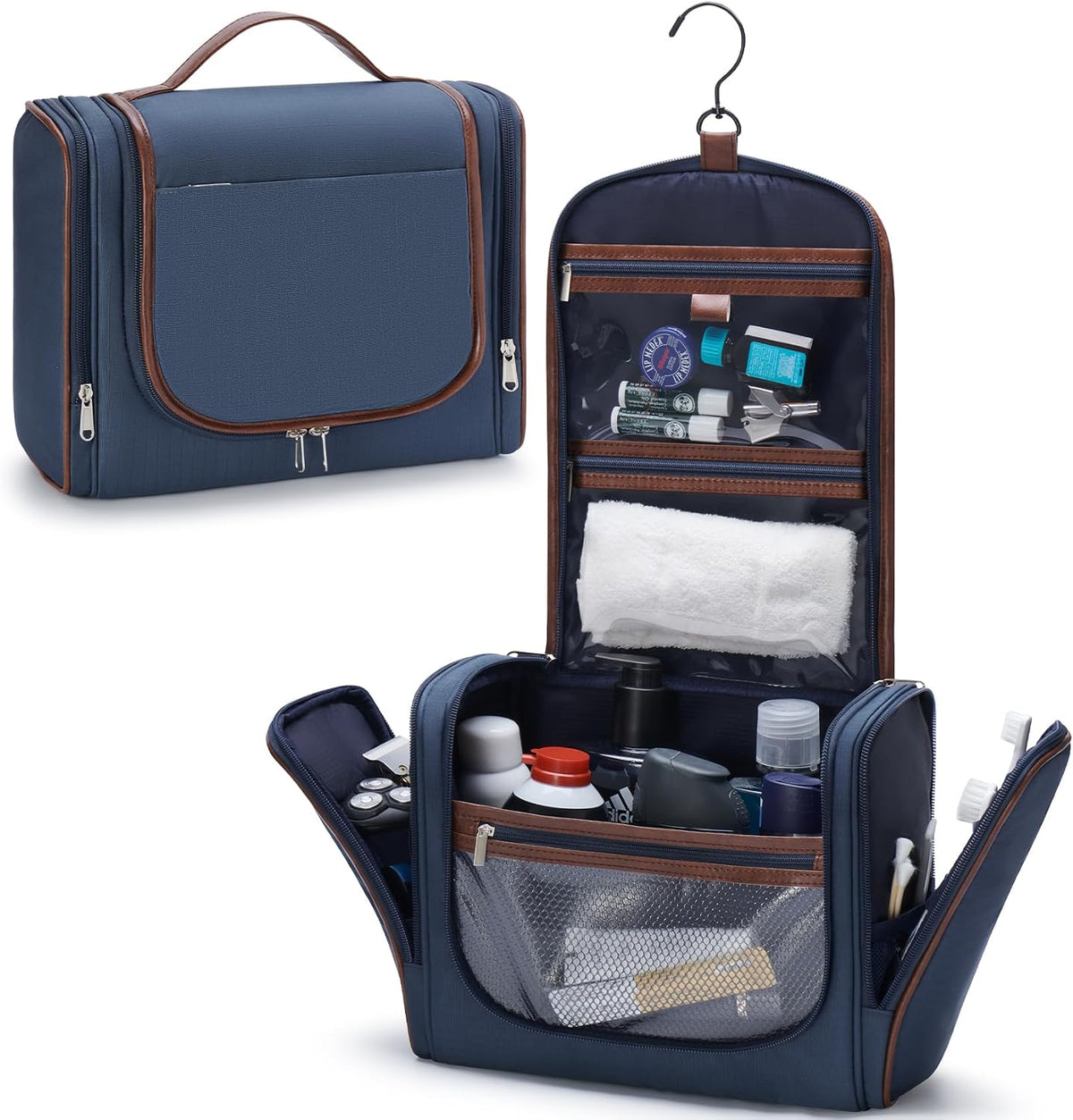 Men’s Hanging Toiletry Bag, Large Capacity Toiletry Organizer | Water-Resistant Toiletry Bag With 360° Hook, Multiple Compartments For Grooming & Shaving, Ideal For Travel & Business, Black