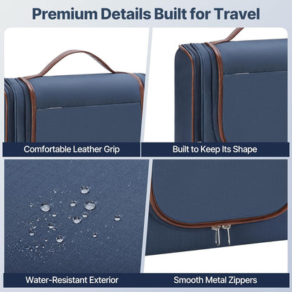 Men’s Hanging Toiletry Bag, Large Capacity Toiletry Organizer | Water-Resistant Toiletry Bag With 360° Hook, Multiple Compartments For Grooming & Shaving, Ideal For Travel & Business, Black