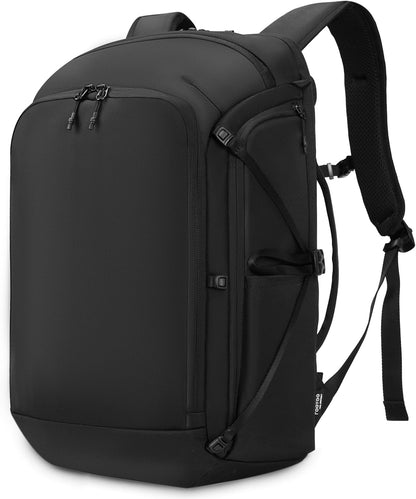 38L Carry On Backpack, Large Travel Backpack with 16 Inch Laptop Compartment, 180° Clamshell Opening, Water-Resistant CORDURA Fabric, Black