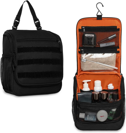 Tactical Hanging Toiletry Bag for Men - Waterproof Compact Travel Dopp Kit with Sturdy Hook, Lightweight Business Trip & Gym Organizer, Small Durable Wash Kit (Green)