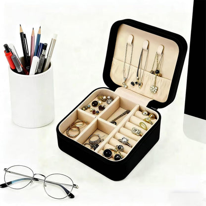 Travel Jewelry Case, 6 Pack Mini Portable Jewelry Travel Boxes, PU Leather Jewelry Travel Case, Small Jewelry Organizer for Rings, Earrings, Pendants, Necklaces (12, Black)