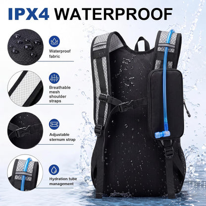 15L Small Hiking Backpack for Men Women – Foldable Packable Daypack with Hydration System Compatible & Shoulder Strap Phone Pocket, Lightweight for Travel Camping Outdoor (Black)