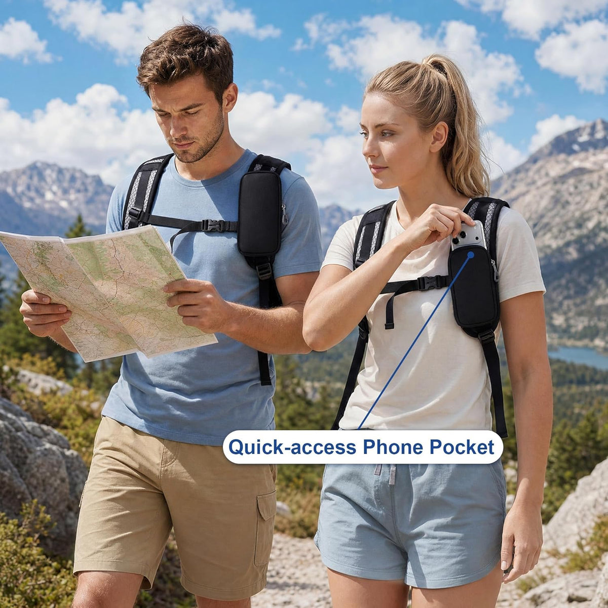 15L Small Hiking Backpack for Men Women – Foldable Packable Daypack with Hydration System Compatible & Shoulder Strap Phone Pocket, Lightweight for Travel Camping Outdoor (Black)