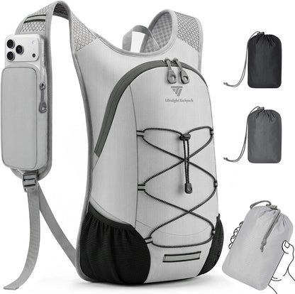 15L Small Hiking Backpack for Men Women – Foldable Packable Daypack with Hydration System Compatible & Shoulder Strap Phone Pocket, Lightweight for Travel Camping Outdoor (Black)