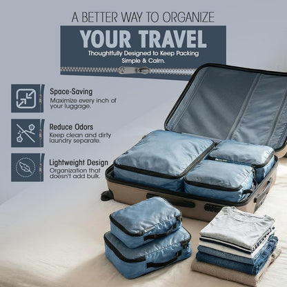 4-Piece Compression Packing Cubes Set Luggage Organizers Sturdy Zippers | Space Saving Design for Carry-on Travelers, Family Organizers & Home Storage Gray