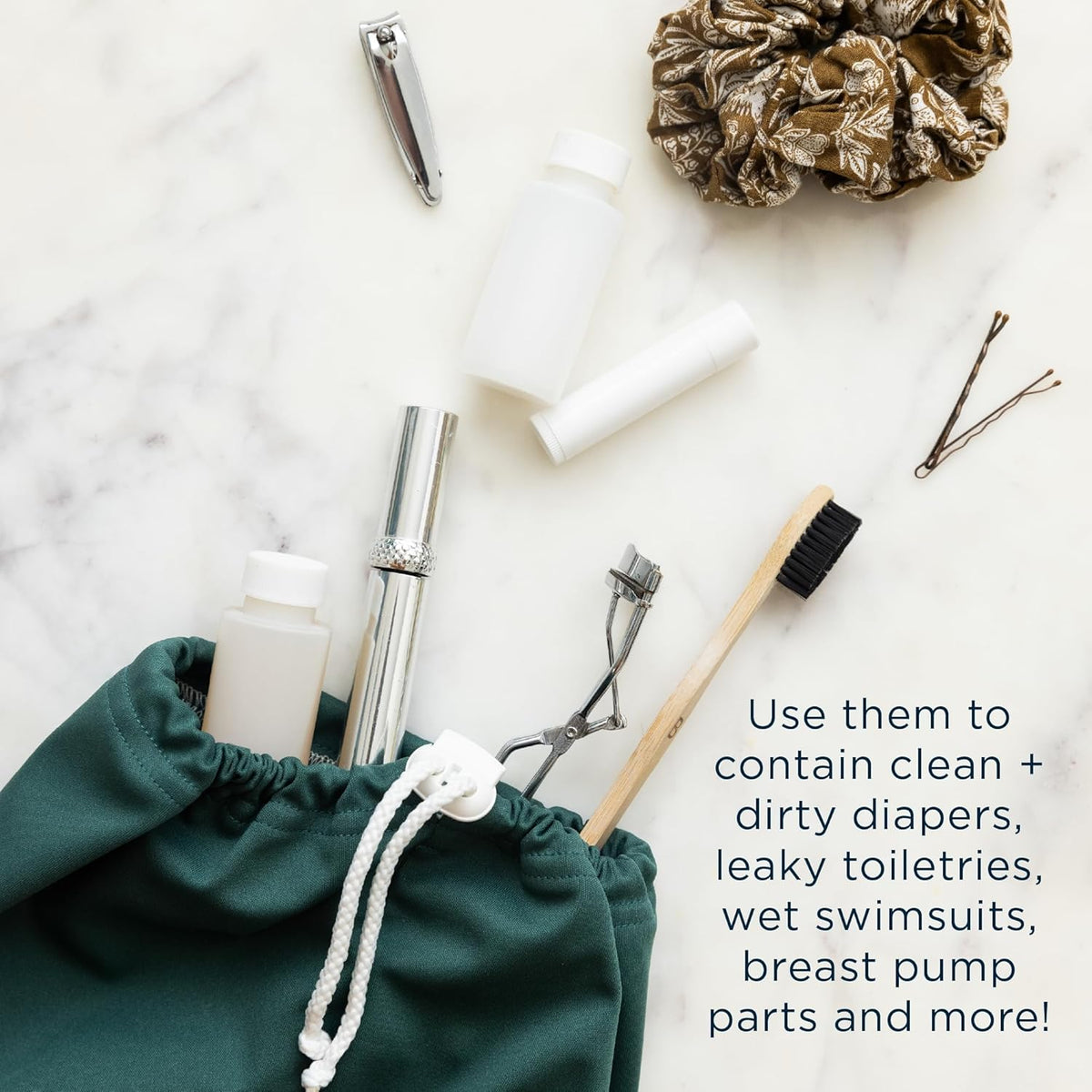 Day Bag – Reusable Wet and Dry Bag Made From Recycled Fabric With Dual Waterproof Compartments for Cloth Diapers, Swimsuits, Toiletries, and Snacks - Buds