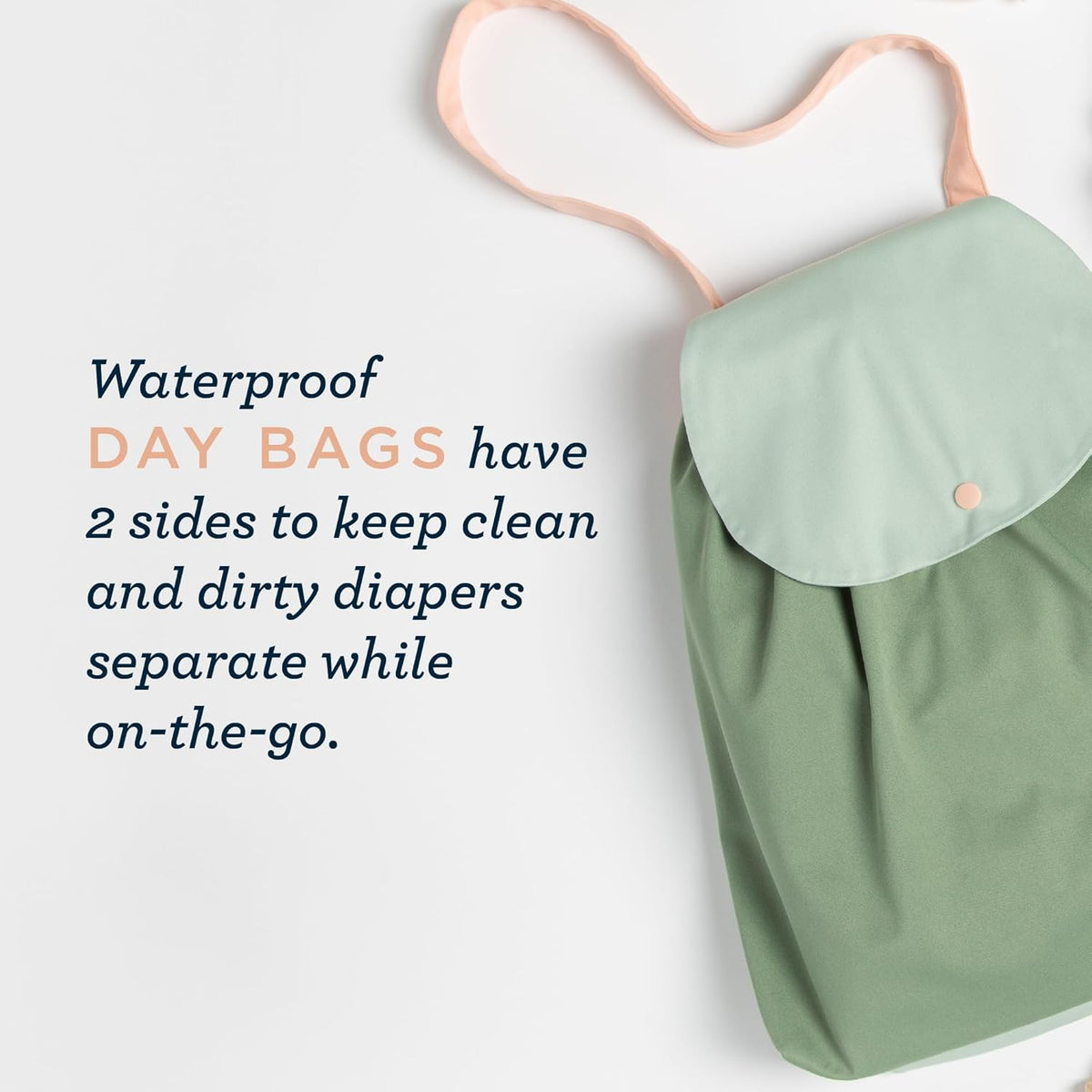 Day Bag – Reusable Wet and Dry Bag Made From Recycled Fabric With Dual Waterproof Compartments for Cloth Diapers, Swimsuits, Toiletries, and Snacks - Buds