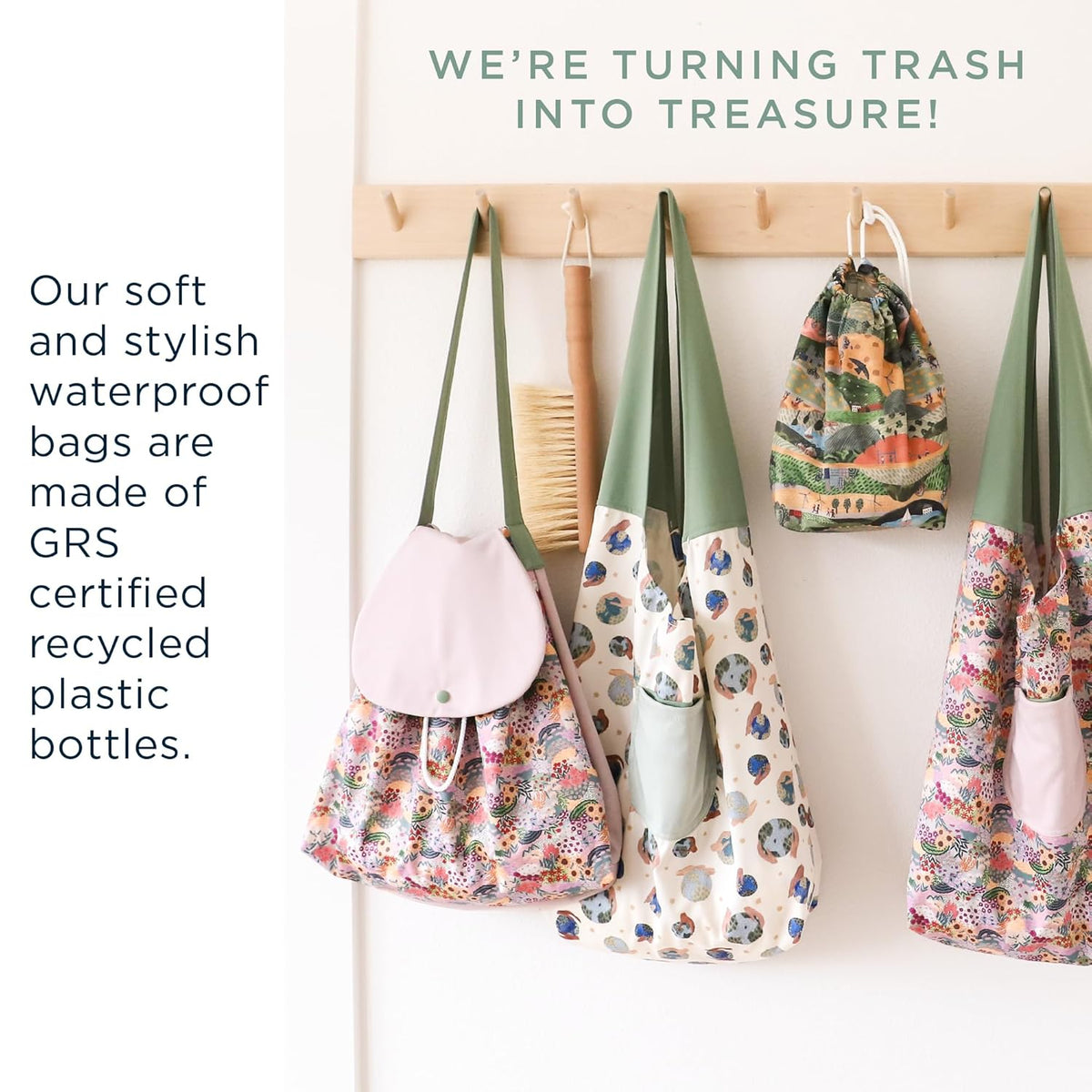 Day Bag – Reusable Wet and Dry Bag Made From Recycled Fabric With Dual Waterproof Compartments for Cloth Diapers, Swimsuits, Toiletries, and Snacks - Buds