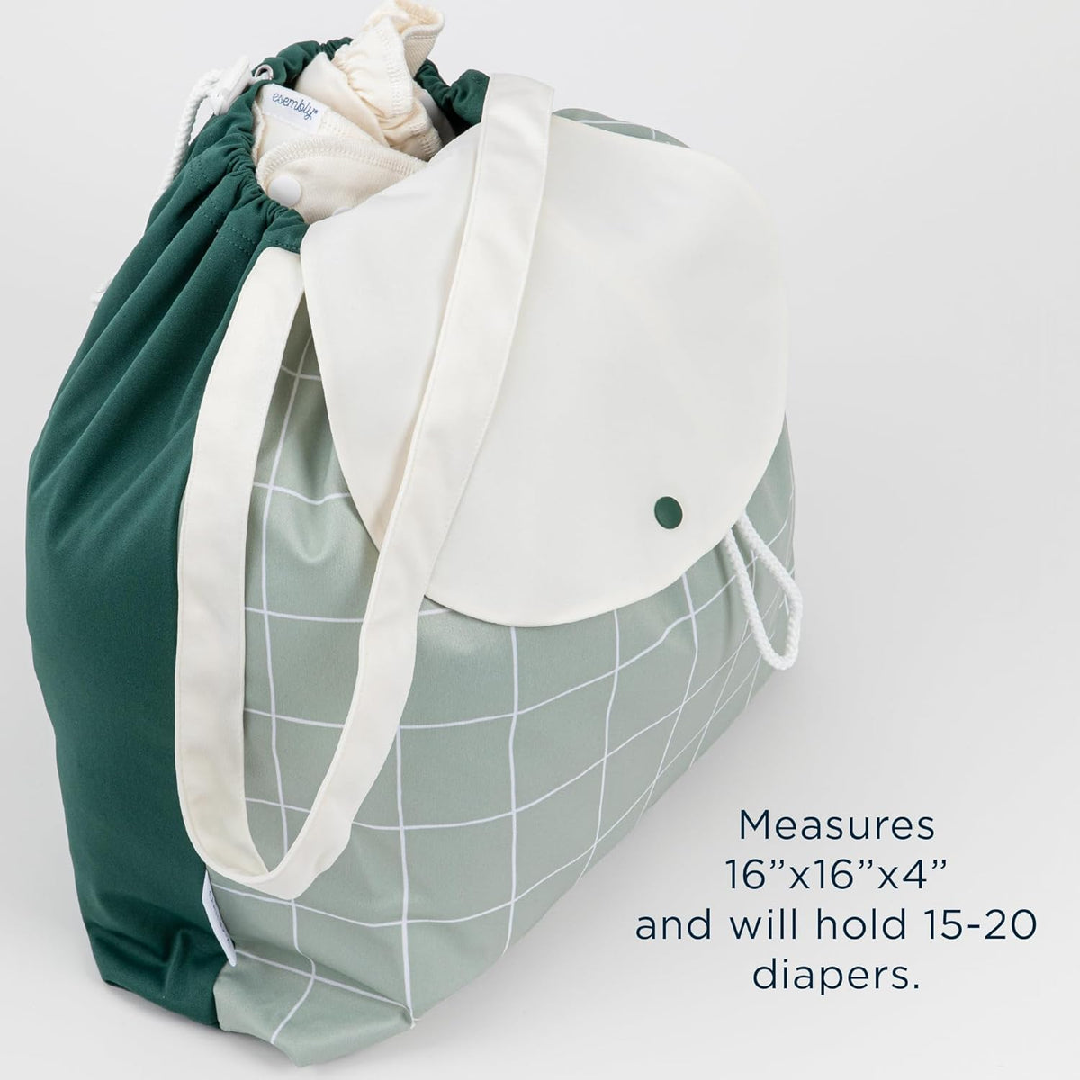 Day Bag – Reusable Wet and Dry Bag Made From Recycled Fabric With Dual Waterproof Compartments for Cloth Diapers, Swimsuits, Toiletries, and Snacks - Buds