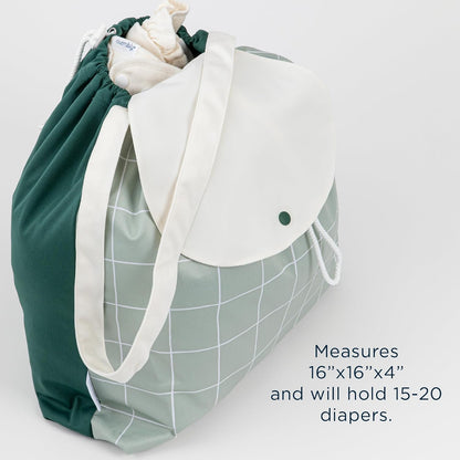 Day Bag – Reusable Wet and Dry Bag Made From Recycled Fabric With Dual Waterproof Compartments for Cloth Diapers, Swimsuits, Toiletries, and Snacks - Buds