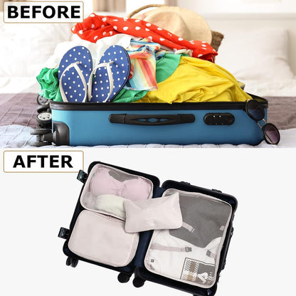6/8 Set Packing Cubes for Suitcases Travel Luggage Packing Organizers,Travel Accessories Essentials Luggage Organizer with Shoe/Tioletry/Laundry Bag (Dark Blue, 6 set)