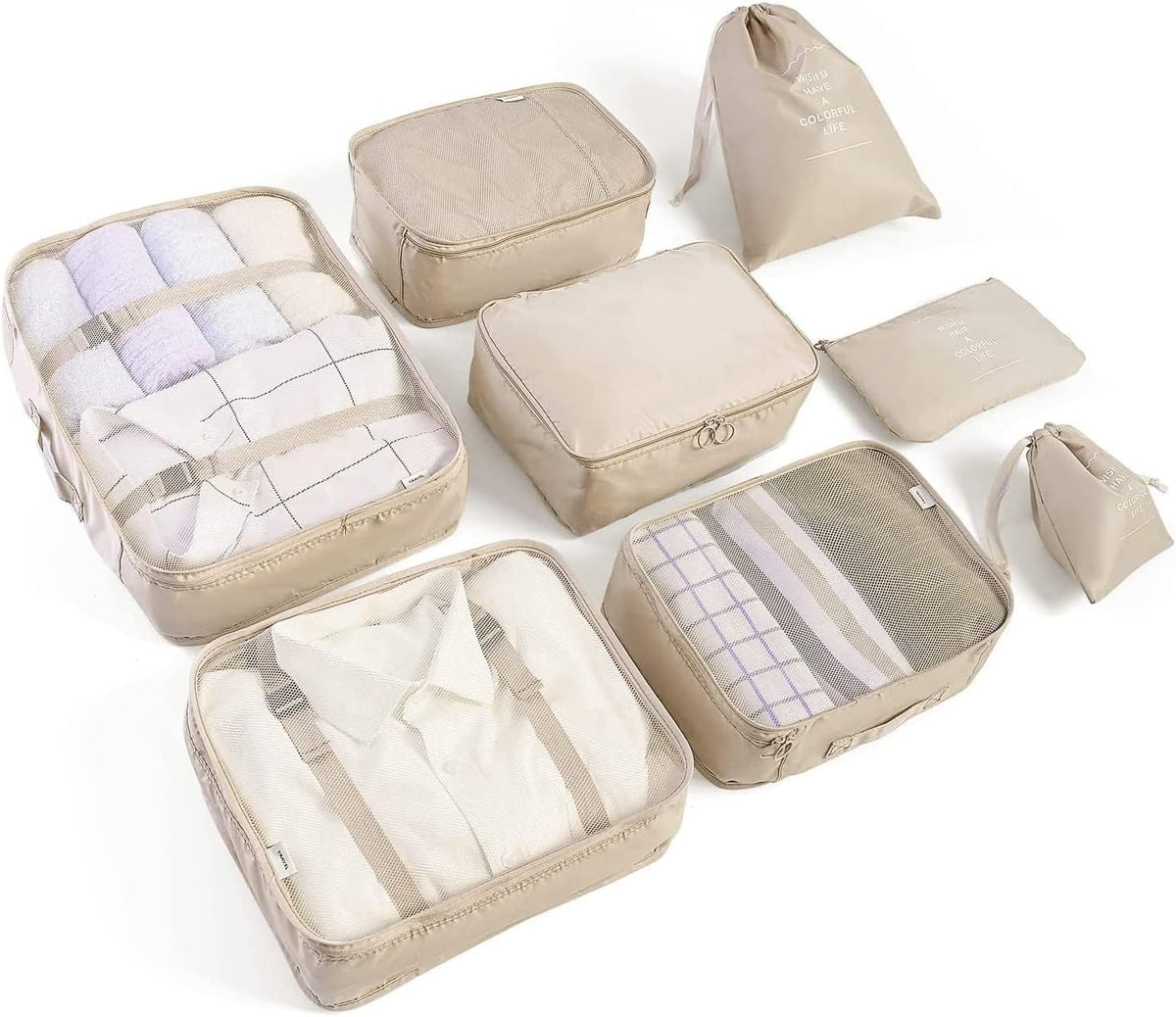 6/8 Set Packing Cubes for Suitcases Travel Luggage Packing Organizers,Travel Accessories Essentials Luggage Organizer with Shoe/Tioletry/Laundry Bag (Dark Blue, 6 set)