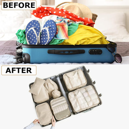 6/8 Set Packing Cubes for Suitcases Travel Luggage Packing Organizers,Travel Accessories Essentials Luggage Organizer with Shoe/Tioletry/Laundry Bag (Dark Blue, 6 set)