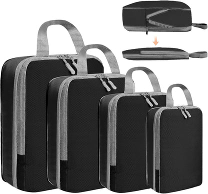 6/8 Set Packing Cubes for Suitcases Travel Luggage Packing Organizers,Travel Accessories Essentials Luggage Organizer with Shoe/Tioletry/Laundry Bag (Dark Blue, 6 set)