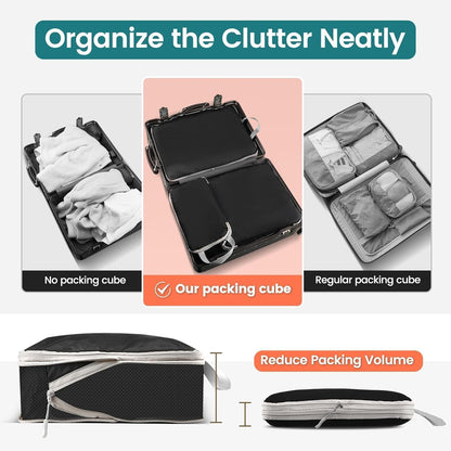 6/8 Set Packing Cubes for Suitcases Travel Luggage Packing Organizers,Travel Accessories Essentials Luggage Organizer with Shoe/Tioletry/Laundry Bag (Dark Blue, 6 set)