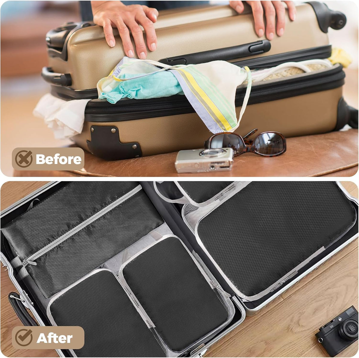 6/8 Set Packing Cubes for Suitcases Travel Luggage Packing Organizers,Travel Accessories Essentials Luggage Organizer with Shoe/Tioletry/Laundry Bag (Dark Blue, 6 set)