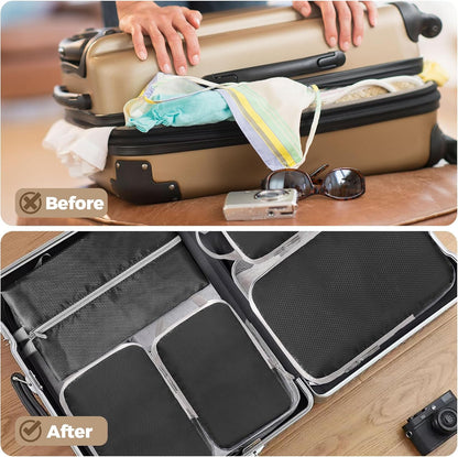 6/8 Set Packing Cubes for Suitcases Travel Luggage Packing Organizers,Travel Accessories Essentials Luggage Organizer with Shoe/Tioletry/Laundry Bag (Dark Blue, 6 set)