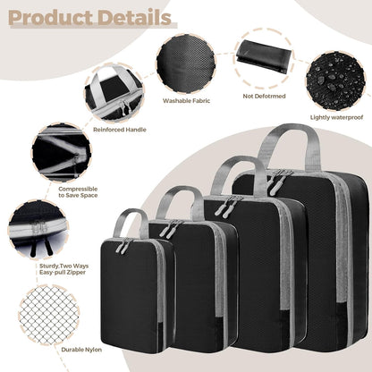 6/8 Set Packing Cubes for Suitcases Travel Luggage Packing Organizers,Travel Accessories Essentials Luggage Organizer with Shoe/Tioletry/Laundry Bag (Dark Blue, 6 set)
