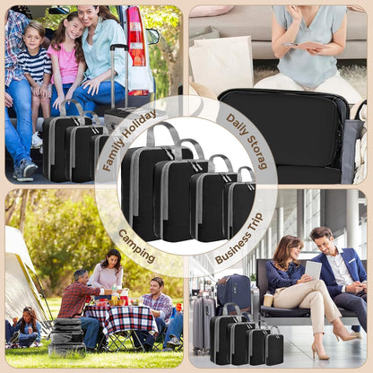 6/8 Set Packing Cubes for Suitcases Travel Luggage Packing Organizers,Travel Accessories Essentials Luggage Organizer with Shoe/Tioletry/Laundry Bag (Dark Blue, 6 set)