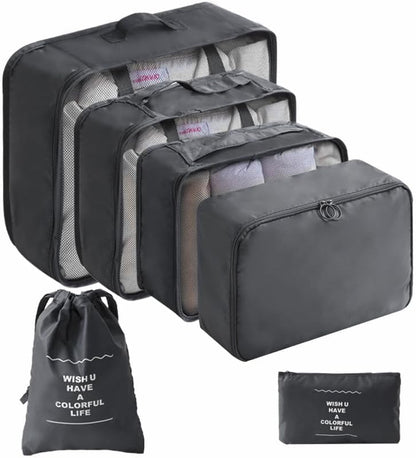 6/8 Set Packing Cubes for Suitcases Travel Luggage Packing Organizers,Travel Accessories Essentials Luggage Organizer with Shoe/Tioletry/Laundry Bag (Dark Blue, 6 set)