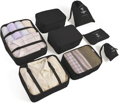 6/8 Set Packing Cubes for Suitcases Travel Luggage Packing Organizers,Travel Accessories Essentials Luggage Organizer with Shoe/Tioletry/Laundry Bag (Dark Blue, 6 set)