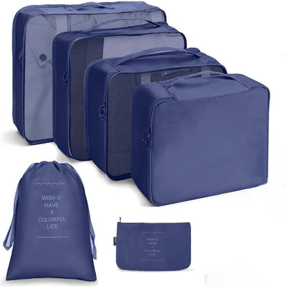 6/8 Set Packing Cubes for Suitcases Travel Luggage Packing Organizers,Travel Accessories Essentials Luggage Organizer with Shoe/Tioletry/Laundry Bag (Dark Blue, 6 set)