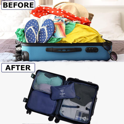 6/8 Set Packing Cubes for Suitcases Travel Luggage Packing Organizers,Travel Accessories Essentials Luggage Organizer with Shoe/Tioletry/Laundry Bag (Dark Blue, 6 set)