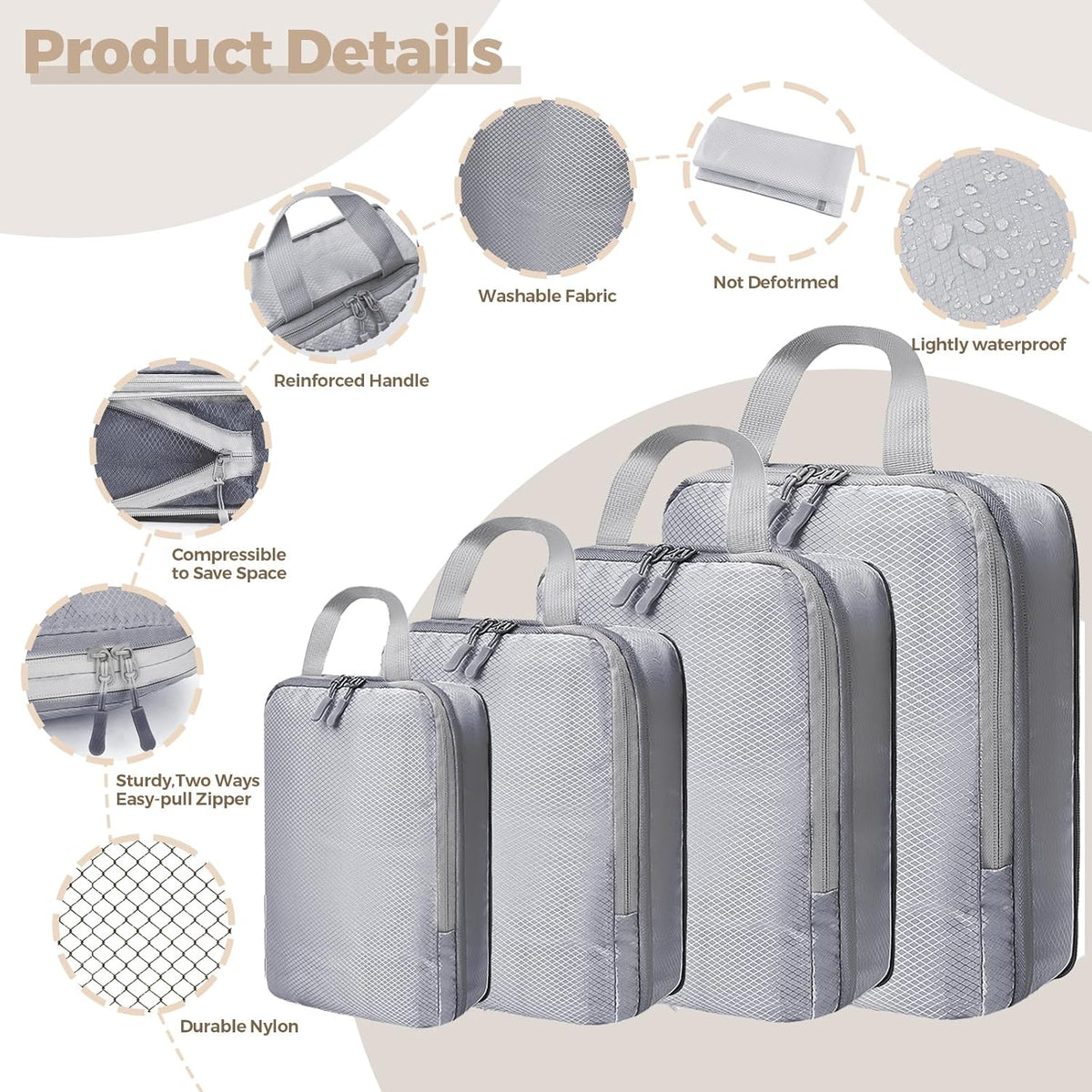 6/8 Set Packing Cubes for Suitcases Travel Luggage Packing Organizers,Travel Accessories Essentials Luggage Organizer with Shoe/Tioletry/Laundry Bag (Dark Blue, 6 set)