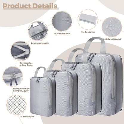 6/8 Set Packing Cubes for Suitcases Travel Luggage Packing Organizers,Travel Accessories Essentials Luggage Organizer with Shoe/Tioletry/Laundry Bag (Dark Blue, 6 set)