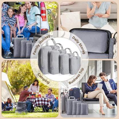 6/8 Set Packing Cubes for Suitcases Travel Luggage Packing Organizers,Travel Accessories Essentials Luggage Organizer with Shoe/Tioletry/Laundry Bag (Dark Blue, 6 set)
