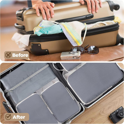 6/8 Set Packing Cubes for Suitcases Travel Luggage Packing Organizers,Travel Accessories Essentials Luggage Organizer with Shoe/Tioletry/Laundry Bag (Dark Blue, 6 set)