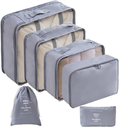 6/8 Set Packing Cubes for Suitcases Travel Luggage Packing Organizers,Travel Accessories Essentials Luggage Organizer with Shoe/Tioletry/Laundry Bag (Dark Blue, 6 set)