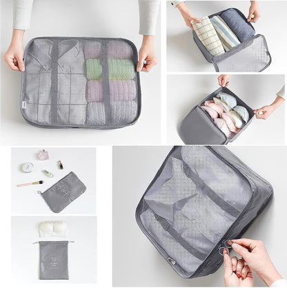 6/8 Set Packing Cubes for Suitcases Travel Luggage Packing Organizers,Travel Accessories Essentials Luggage Organizer with Shoe/Tioletry/Laundry Bag (Dark Blue, 6 set)