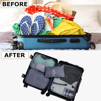 6/8 Set Packing Cubes for Suitcases Travel Luggage Packing Organizers,Travel Accessories Essentials Luggage Organizer with Shoe/Tioletry/Laundry Bag (Dark Blue, 6 set)