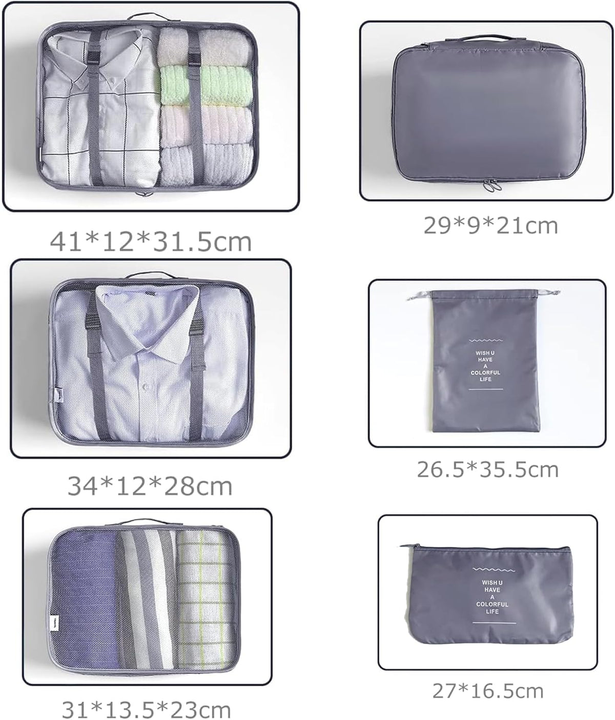 6/8 Set Packing Cubes for Suitcases Travel Luggage Packing Organizers,Travel Accessories Essentials Luggage Organizer with Shoe/Tioletry/Laundry Bag (Dark Blue, 6 set)