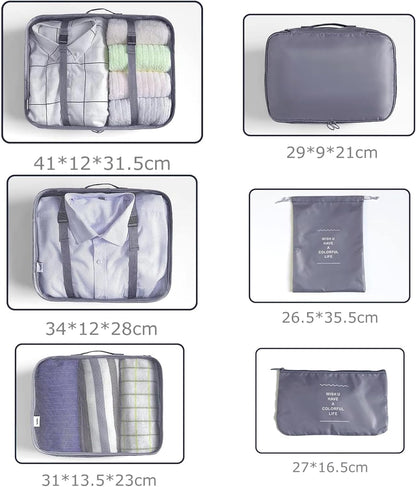 6/8 Set Packing Cubes for Suitcases Travel Luggage Packing Organizers,Travel Accessories Essentials Luggage Organizer with Shoe/Tioletry/Laundry Bag (Dark Blue, 6 set)