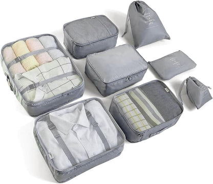 6/8 Set Packing Cubes for Suitcases Travel Luggage Packing Organizers,Travel Accessories Essentials Luggage Organizer with Shoe/Tioletry/Laundry Bag (Dark Blue, 6 set)