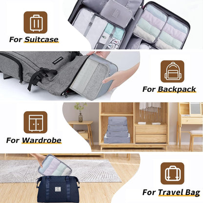 6/8 Set Packing Cubes for Suitcases Travel Luggage Packing Organizers,Travel Accessories Essentials Luggage Organizer with Shoe/Tioletry/Laundry Bag (Dark Blue, 6 set)