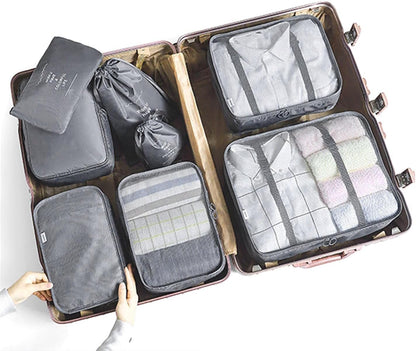 6/8 Set Packing Cubes for Suitcases Travel Luggage Packing Organizers,Travel Accessories Essentials Luggage Organizer with Shoe/Tioletry/Laundry Bag (Dark Blue, 6 set)