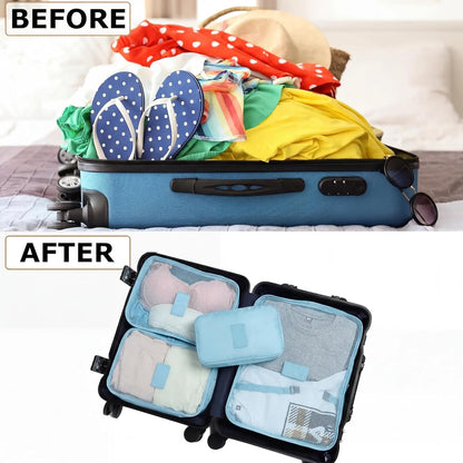 6/8 Set Packing Cubes for Suitcases Travel Luggage Packing Organizers,Travel Accessories Essentials Luggage Organizer with Shoe/Tioletry/Laundry Bag (Dark Blue, 6 set)